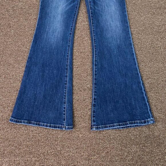 Kut from the Kloth Ana High Rise Fab Ab Flare Medium Wash Sz 8 Pre Owned - Picture 3 of 5